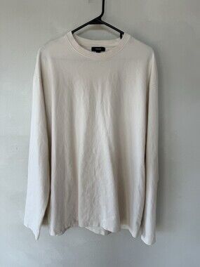 Reiss Men’s Shirt Long Sleeve T Top Cream Ivory Large L Oversized Loose Fit XL